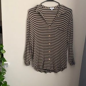 Splendid Striped Collar Button Long Sleeve✨